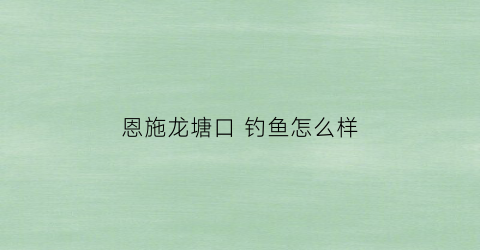 恩施龙塘口钓鱼怎么样(恩施龙塘口钓鱼怎么样呀)